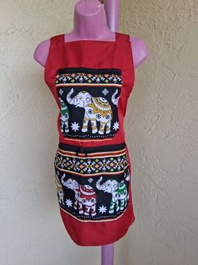 Red Apron Elephant Motif
